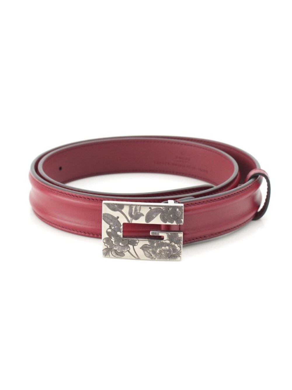 Gucci Leather G Flower Buckle Belt Bordeaux 95